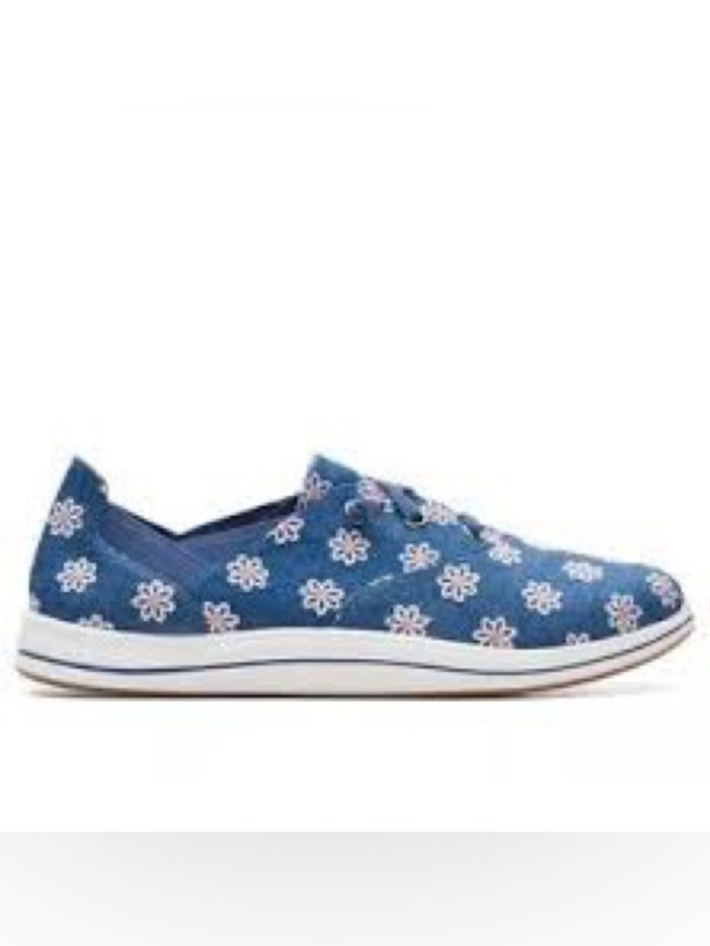Denim look Clarks Cloud Steppers Sneakers  | w/Embroidered Flowers| 11